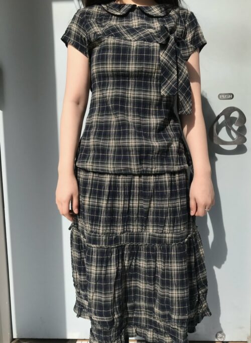 Black Plaid Peter Pan Collar Blouse | Tzuyu - Twice