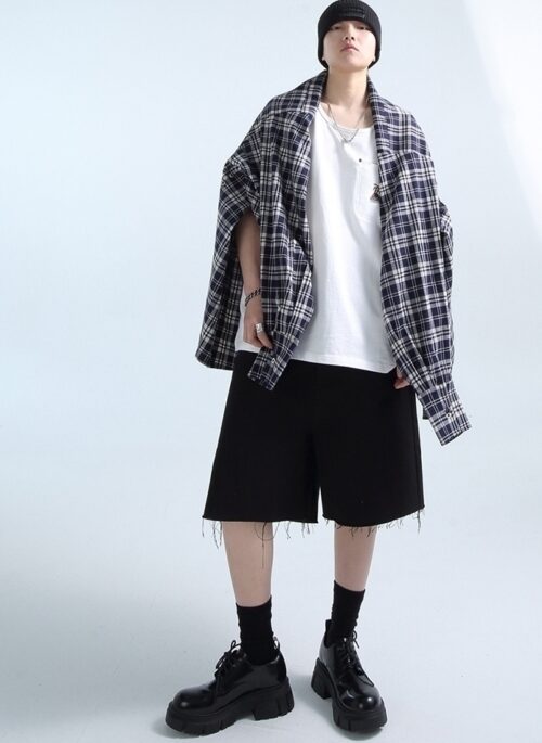 Black Ripped Edge Shorts | Soobin - TXT