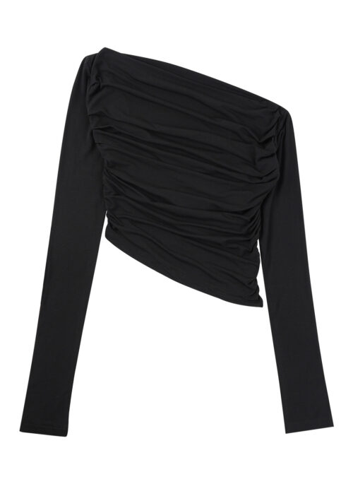 Black Ruched One Shoulder Top | Jennie – BlackPink