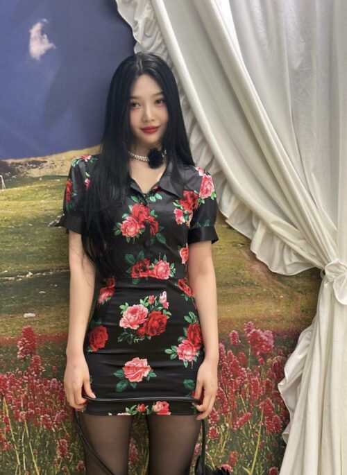 Black Satin Rose Print Mini Skirt | Joy – Red Velvet