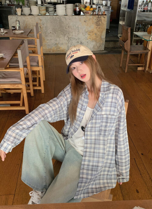 Blue Checkered Casual Flannel Shirt | Jisoo – BlackPink