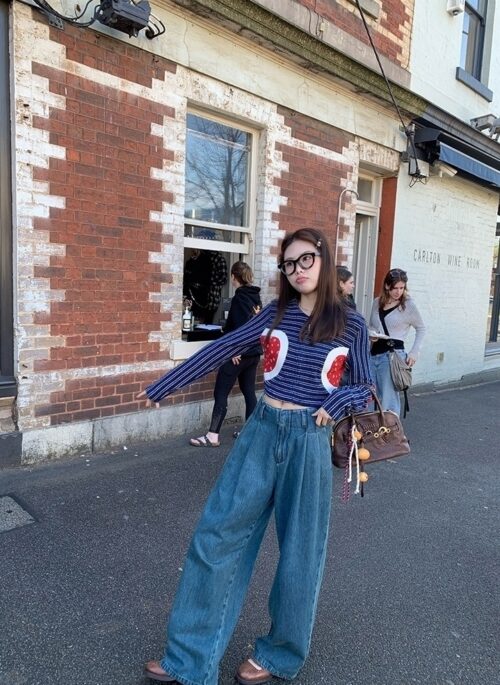 Blue Contrasting Stripes Cardigan | Jennie – BlackPink