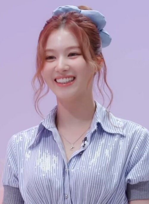 Blue Cushion Flower Hairtie | Sana – TWICE
