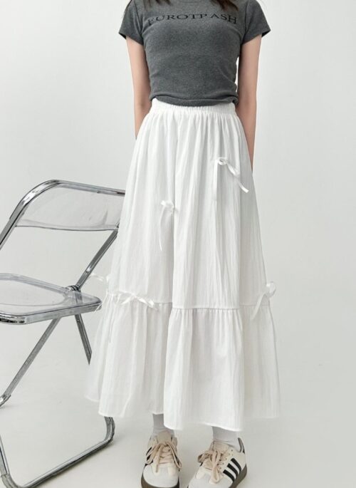 Bowknot A Line Flared Midi Skirt Plus Size