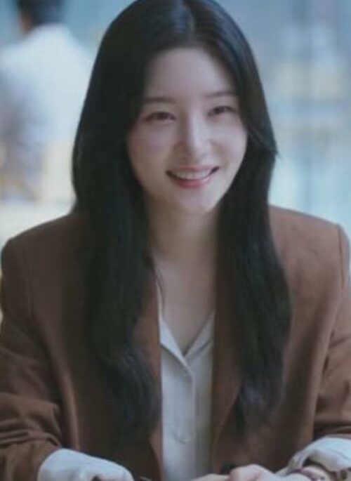 Brown Faux Suede Suit Blazer Jacket | Kang Hyo Min - Beyond The Bar