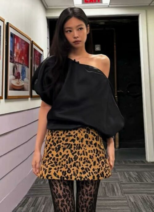 Brown Leopard Print A-Line Skirt | Jennie – BlackPink