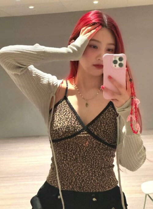 Brown Leopard Print Lace Cami Top | Joy – Red Velvet