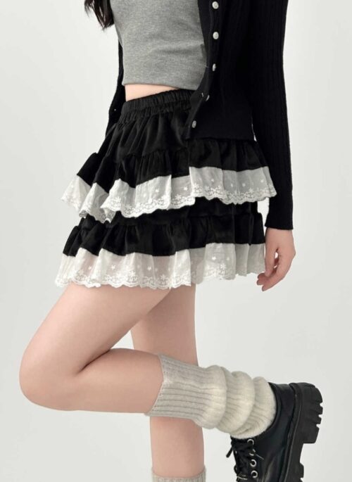 Chic High Waist Layered Flare Mini Skirt