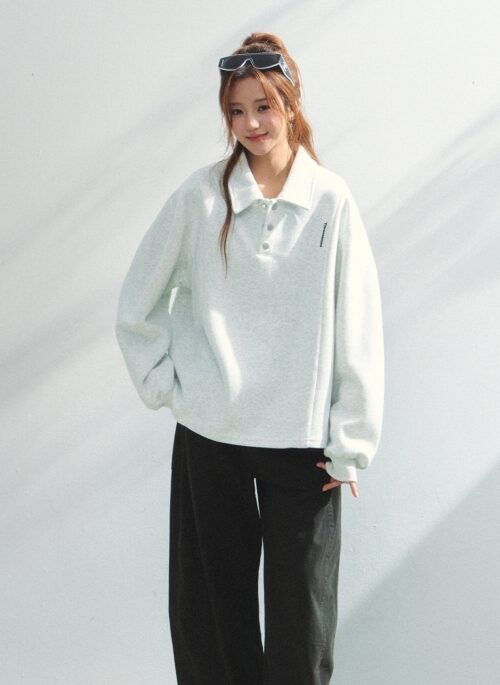 Classic College Style Polo Sweatshirt