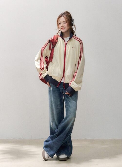 College Style Stand Collar Casual Sports Jacket