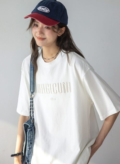 Embroidered Cotton Crewneck Relaxed Fit T Shirt