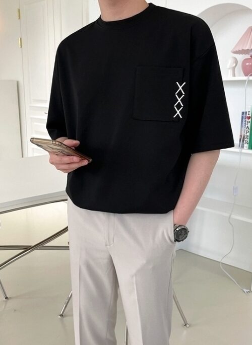 Embroidered Cotton Crewneck Tee Shirt