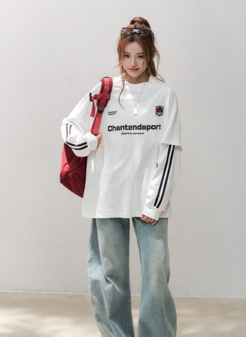 Embroidered Layered Style Long Sleeve Top