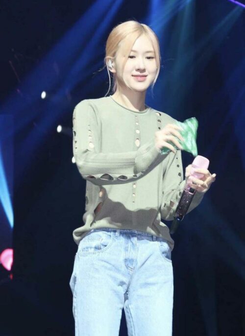 Green Distressed Hole Knit Sweater | Rose - BlackPink