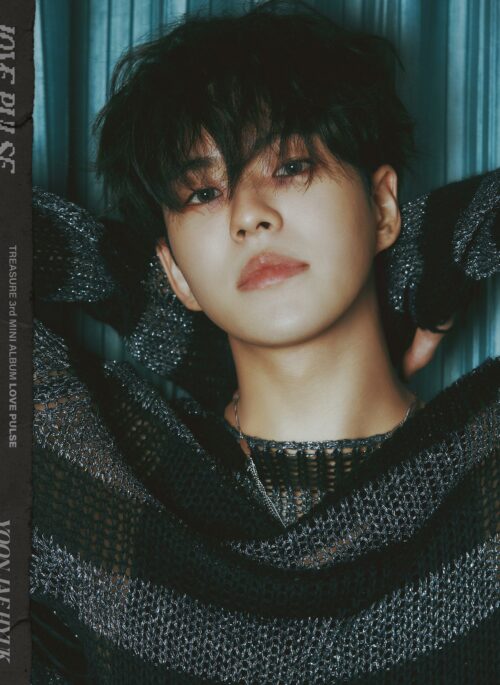 Grey And Black Stripes Hollow Knit Sweater | Jaehyuk - Treasure