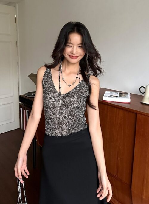 Grey Sparkly Knitted Tank Top | Rose – BlackPink