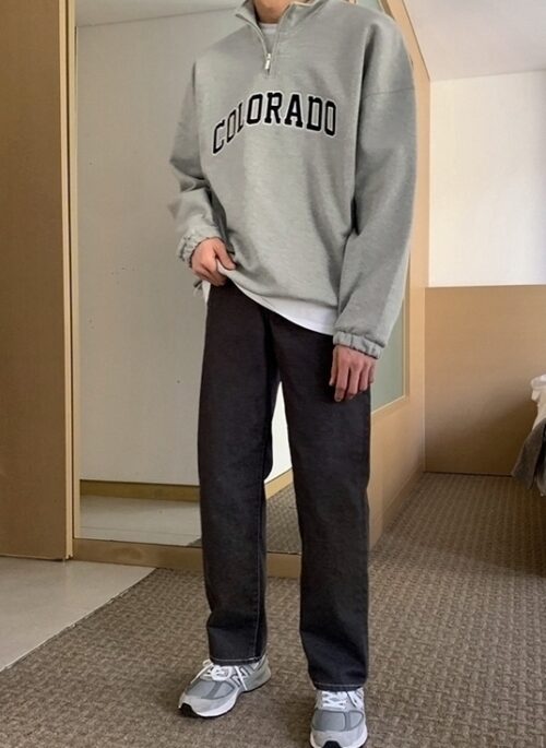 Half Zip Casual Letter Pullover Sweatshirt