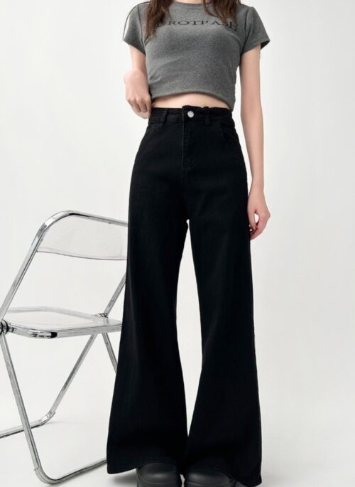 High Waist Black Flared Denim Slimming Pants
