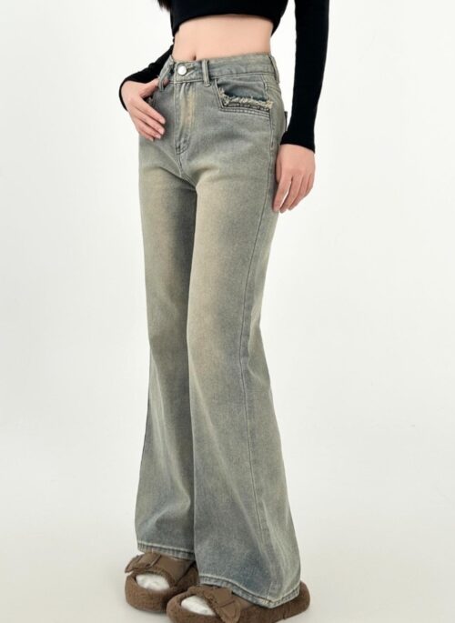 High Waist Vintage Flare Denim Jeans For Curvy Shape