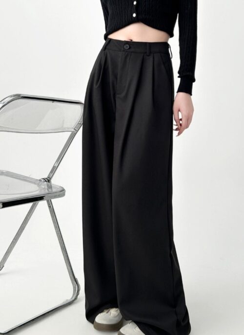 High Waist Wide Leg Casual Trousers
