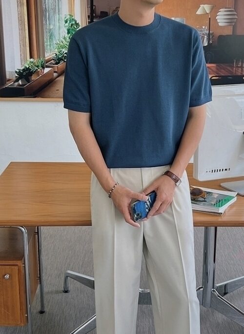 Knit Short Sleeve Casual T-Shirt