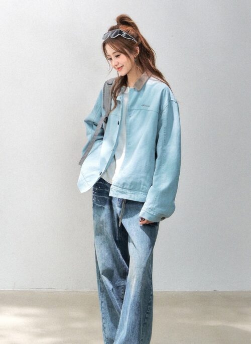 Korean Style Chic Patchwork Casual Lapel Jacket