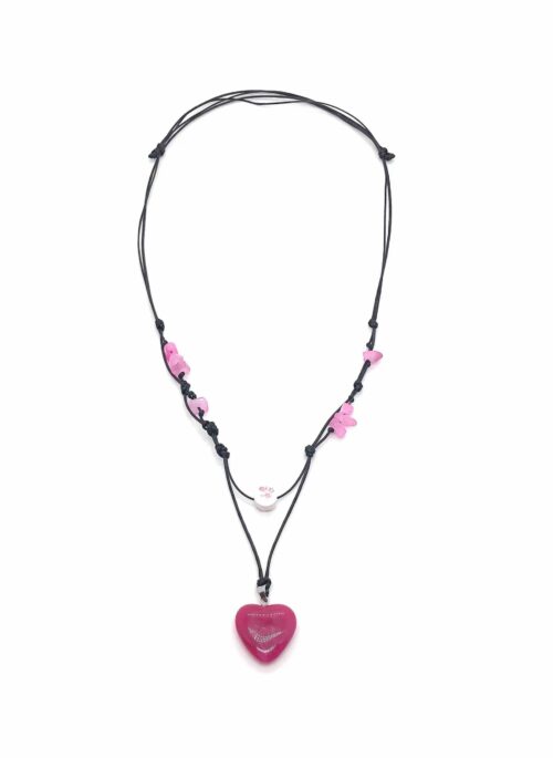 Pink Heart Charm Cord Necklace | Joy – Red Velvet