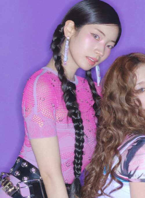 Pink Intricate Pattern Sheer Mesh Dress | Dahyun - Twice