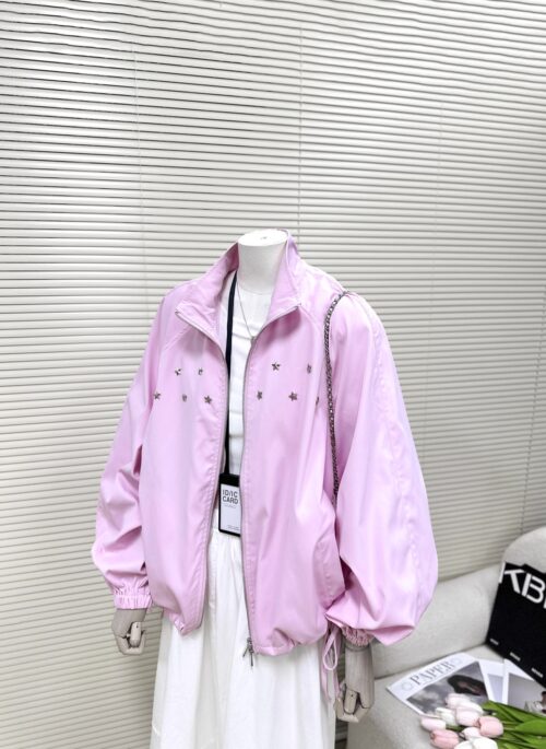 Pink Star-Accent Oversized Bomber Jacket | Jennie – BlackPink