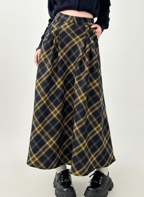 Plaid Vintage Midi Skirt Classic A Line