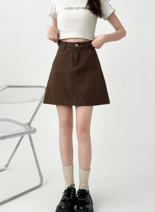 Plus Size Denim A Line Slimming Mini Skirt