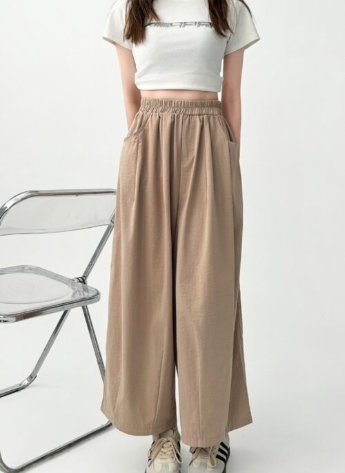 Plus Size High Waist Relaxed Fit Casual Trousers