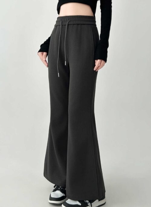 Plus Size Vintage Style Slim Fit Gray Sweatpants