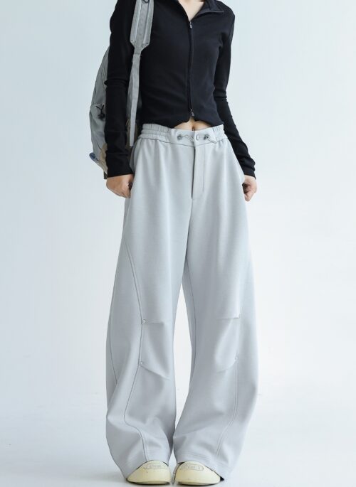 Relaxed Fit Pleated Wide Leg Jogger Pants