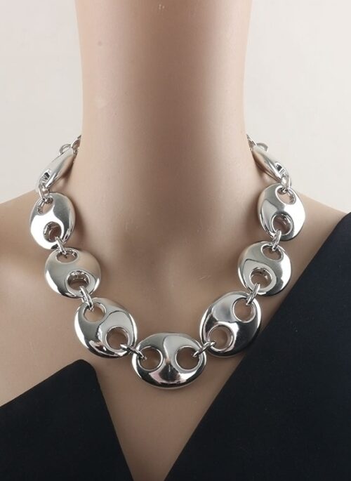 Silver Chunky Statement Chain Necklace | Doyoung – Treasure