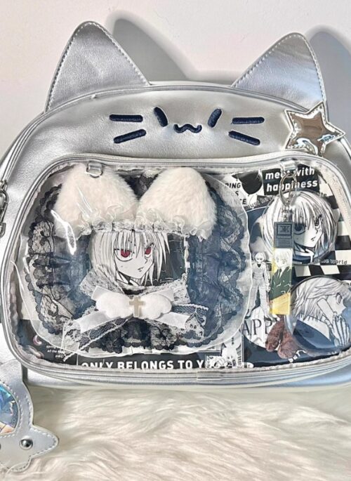 Silver Y2K Cat Crossbody Display Bag