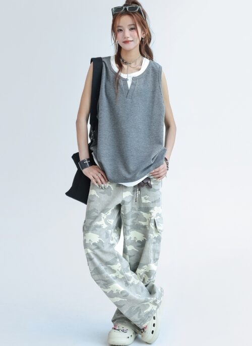 Vintage Patchwork Sleeveless Loose Layered Vest Top