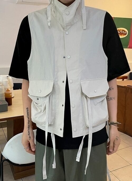 Vintage Retro Sleeveless Hooded Vest Jacket
