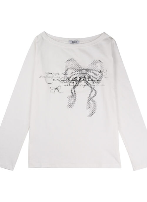 White Bow Graphic Long Sleeve T-Shirt | Rei – IVE