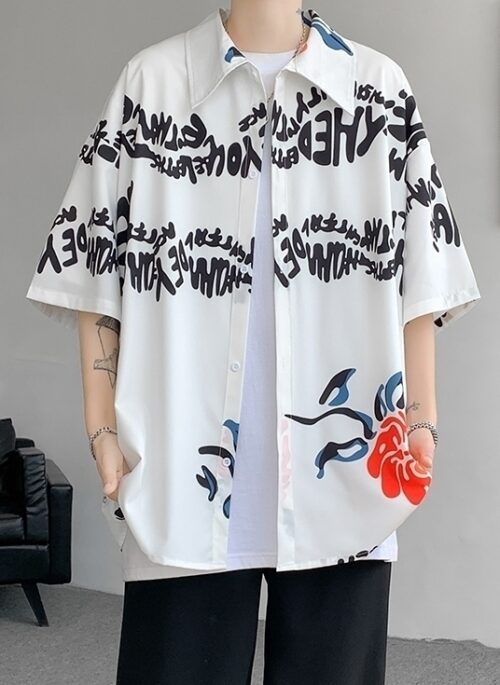 White Floral Print Tropical Shirt | Haechan – NCT