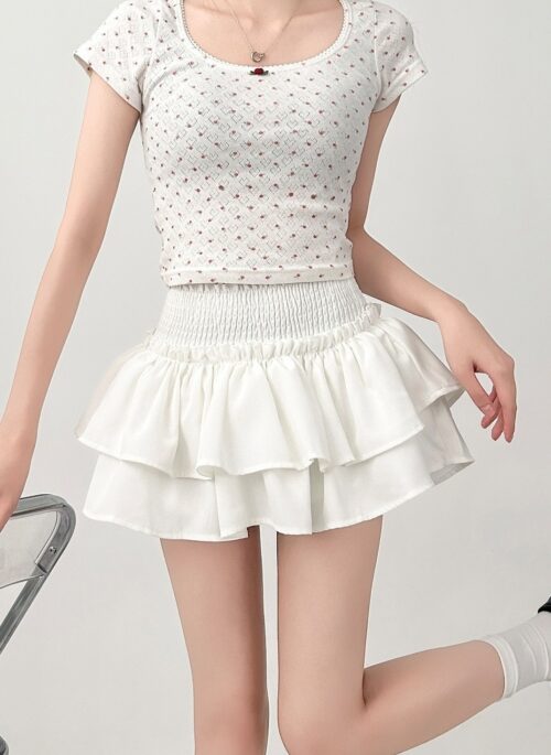 White High Waist A Line Cake Skirt Summer