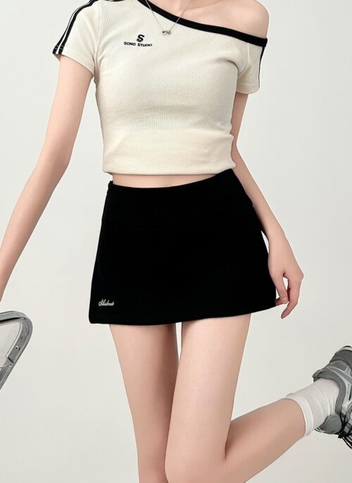 White High Waist A Line Slim Fit Skirt