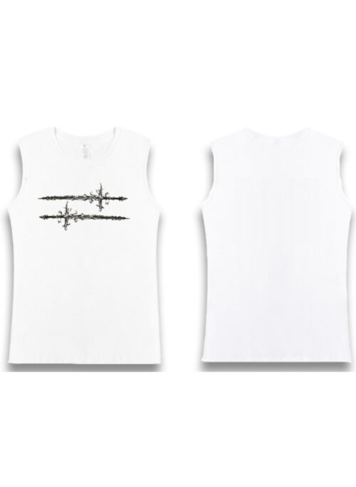 White Vintage Sword Graphic Sleeveless T-Shirt | Junghwan - Treasure