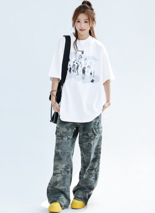 Art Print Ice Silk Quick Dry Short Sleeve Top