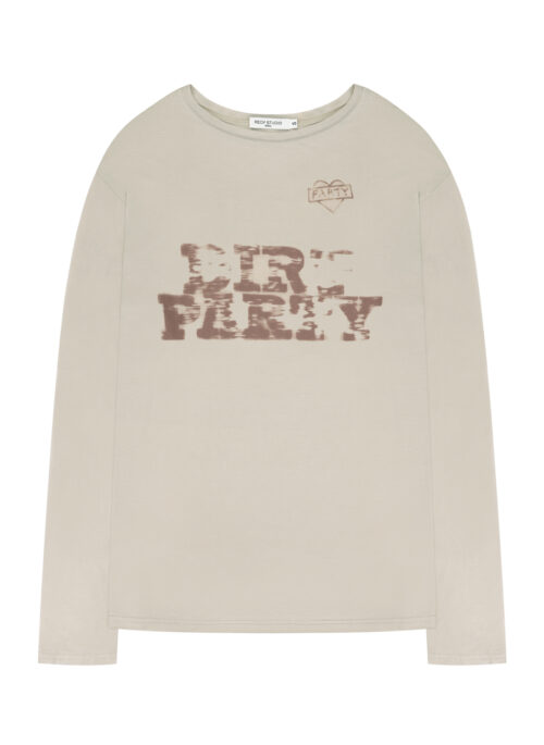 Beige Graphic Long Sleeve T-Shirt | Ningning – Aespa