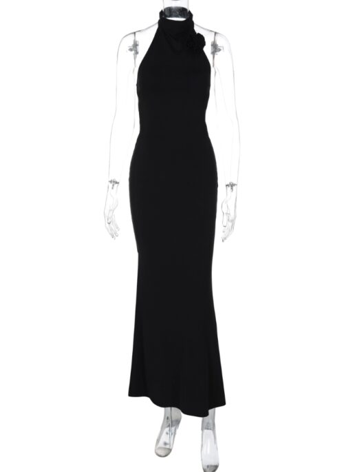 Black Halter Flower Bodycon Dress | Rei – IVE
