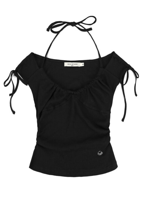 Black Halter Neck Drawstring Top | Ningning – Aespa