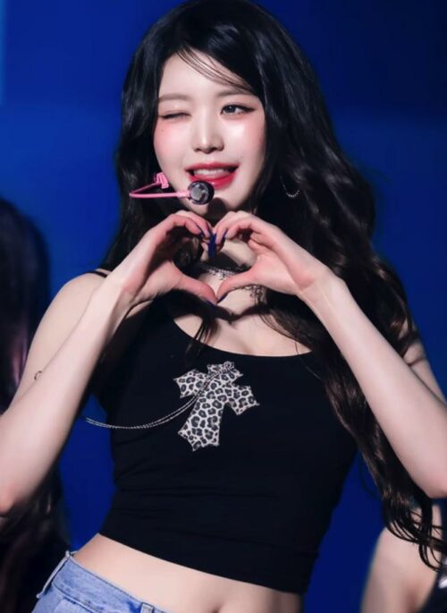 Black Leopard Cross Cami Top | Wonyoung - IVE