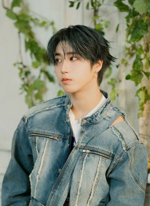 Blue Front Zipper Pockets Denim Jacket | Han - Stray Kids