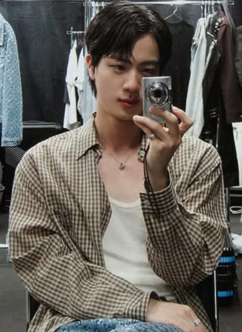 Brown Checkered Button-Up Shirt | Jin – BTS